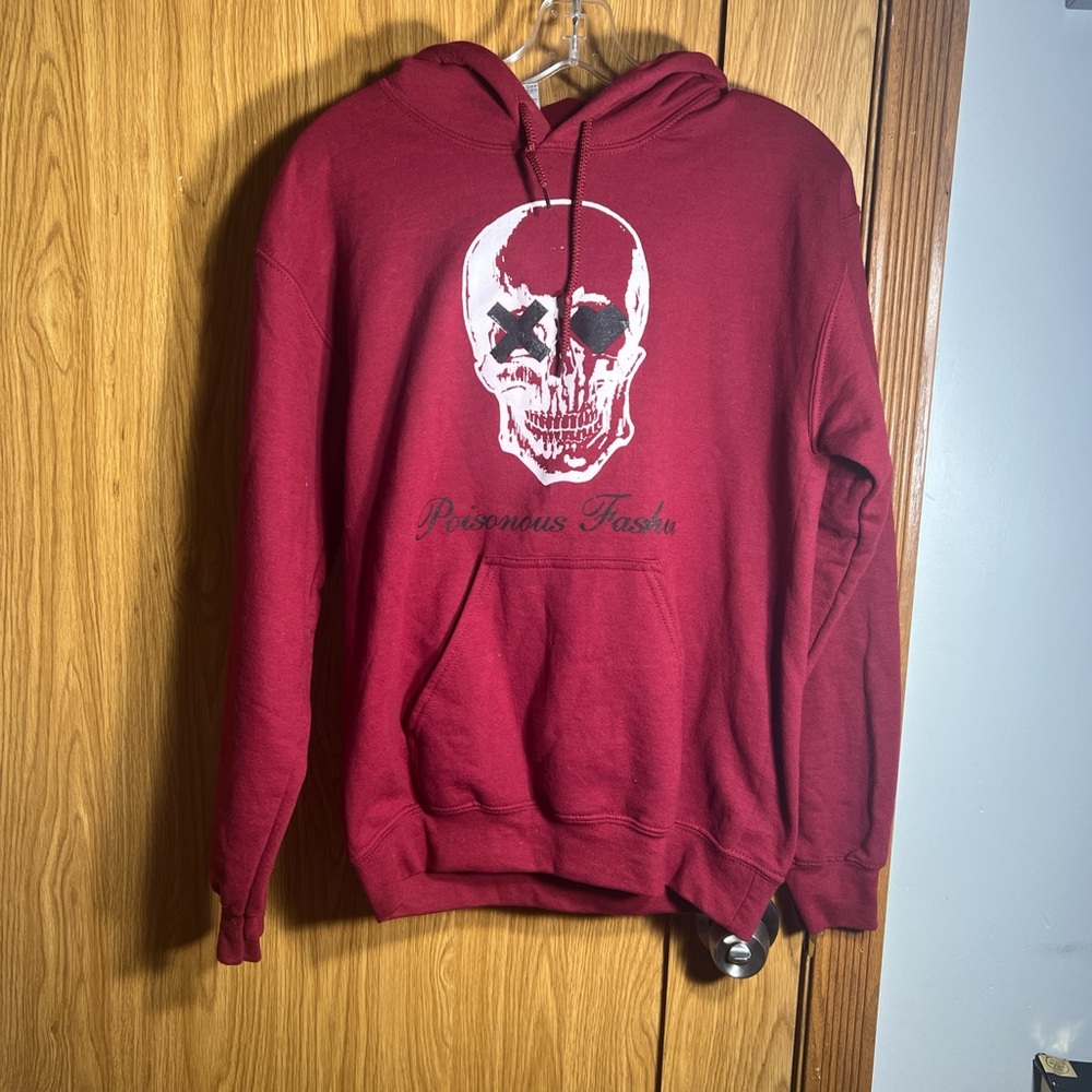 Gildan Maroon Skull Graphic Hoodie